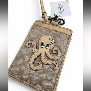 Rare Coach Octopus Lanyard ID Card Case